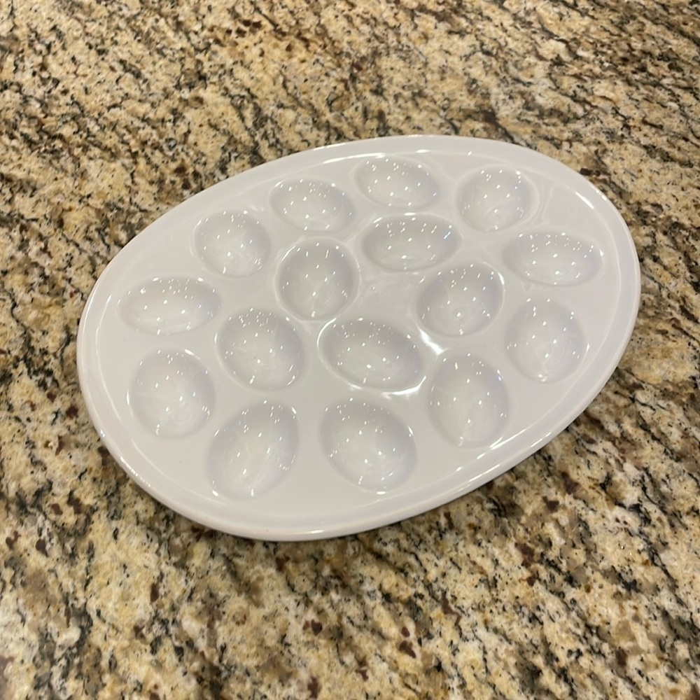 🐣White Ceramic Egg Platter 🥚 Dish